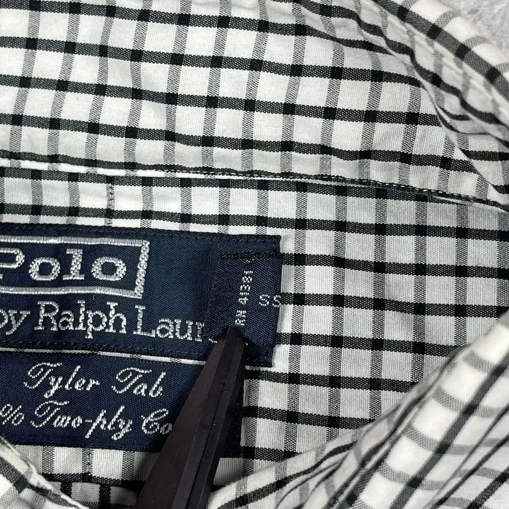 Polo Ralph Lauren Tyler Tab Shirt Mens 16-32‎ Black White Grid Check Button Down